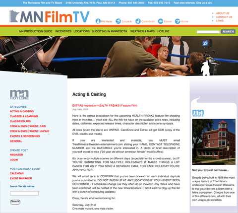 Screenshot of MNHotline.com