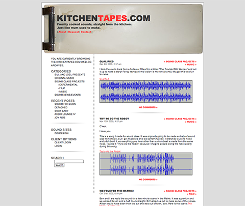 Screenshot of KitchenTapes.com